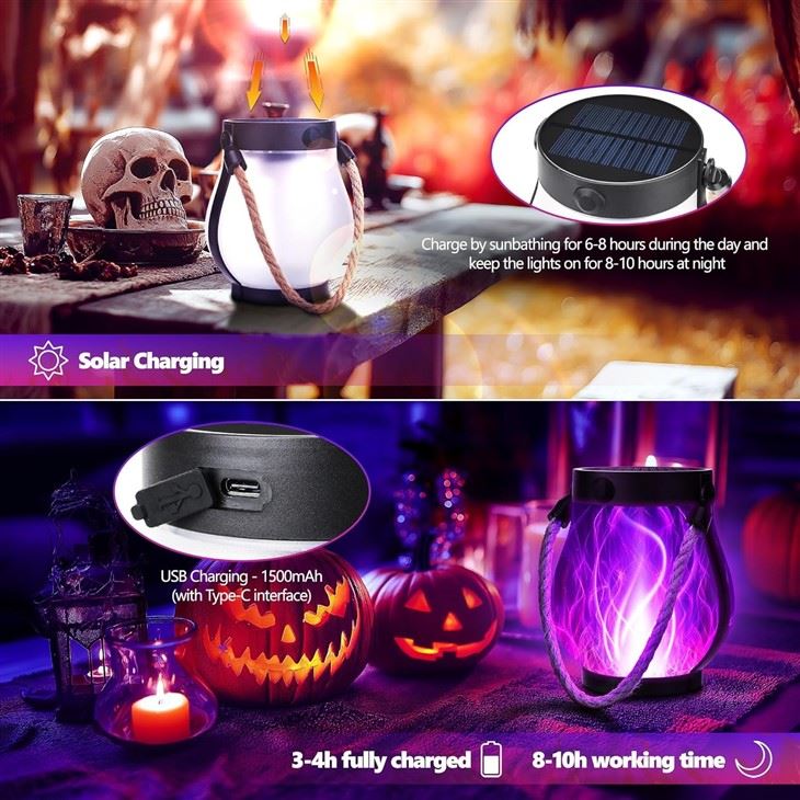 Led Solar Flame Light Hanging Outdoor Waterproof Solar & USB Charging Mode factory