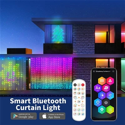 RGBIC-LED-Vorhangleuchten-App und Fernbedienung